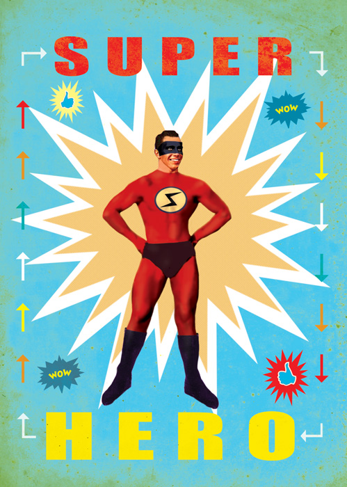 Super Hero Greeting Card by Max Hernn